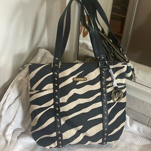 MICHAEL KORS - zebra print jet set studded tote - NWT
